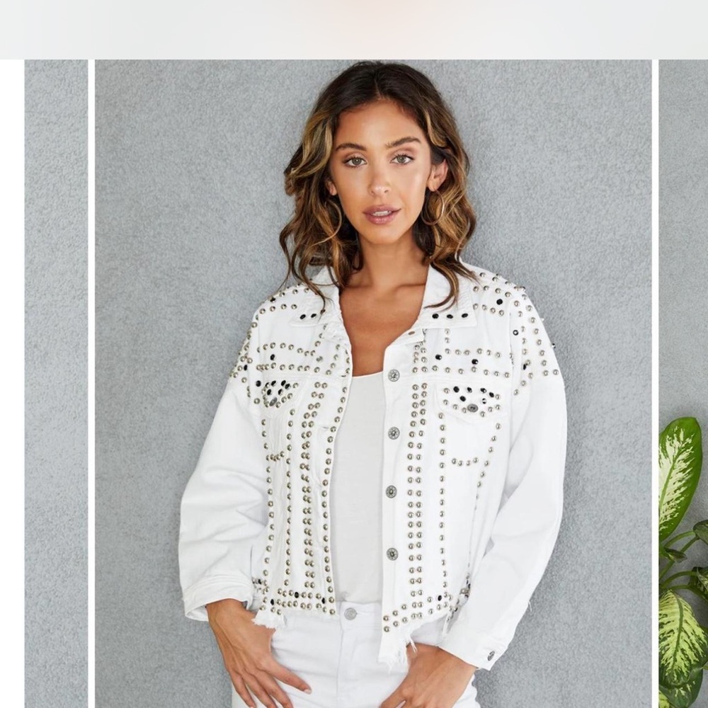 Studded White Denim Jacket